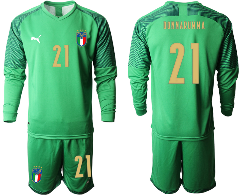 Cheap Men 2021 European Cup Italy green goalkeeper long sleeve 21 soccer jerseys